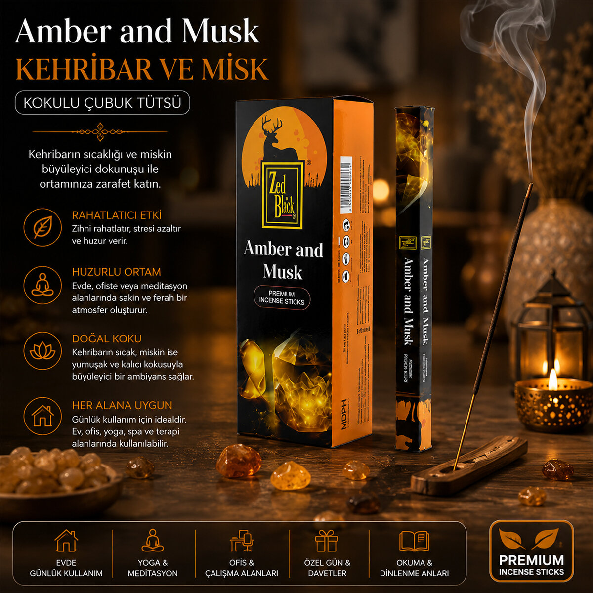 ZED BLACK ( AMBER & MUSK ) ( ÇUBUK ) TÜTSÜ*6X50 ZED BLACK ( AMBER & MUSK ) ( ÇUBUK ) TÜTSÜ*6X50