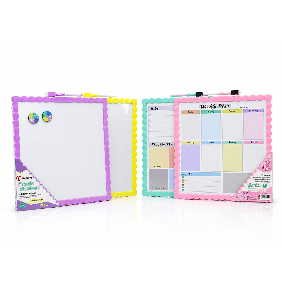 NEW MAGNETİC WHİTEBOARD JL-116 ( 29X29CM ) (ORTA) MANYETİK YAZI TAHTASI (ÇİFT TARAFLI) (RENKLİ ÇERÇEVE)*12X8