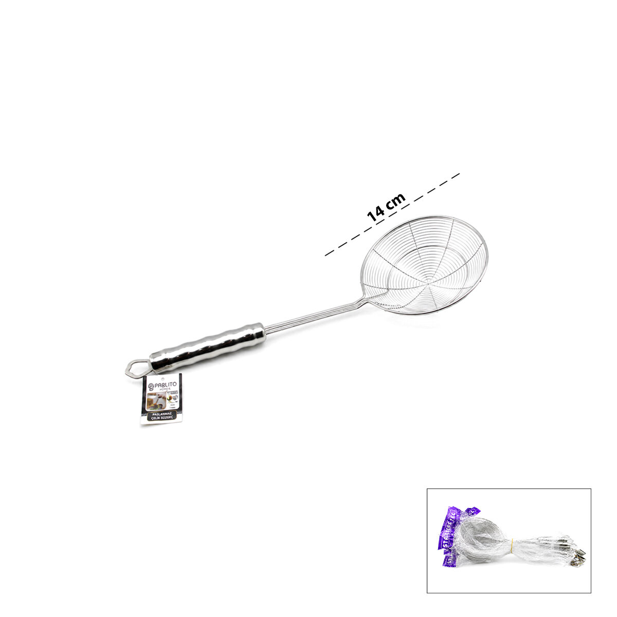 PABLITO PBT-951 ( 14" ) ( SAPLI ) METAL ÇELİK KEVGİR*10X15