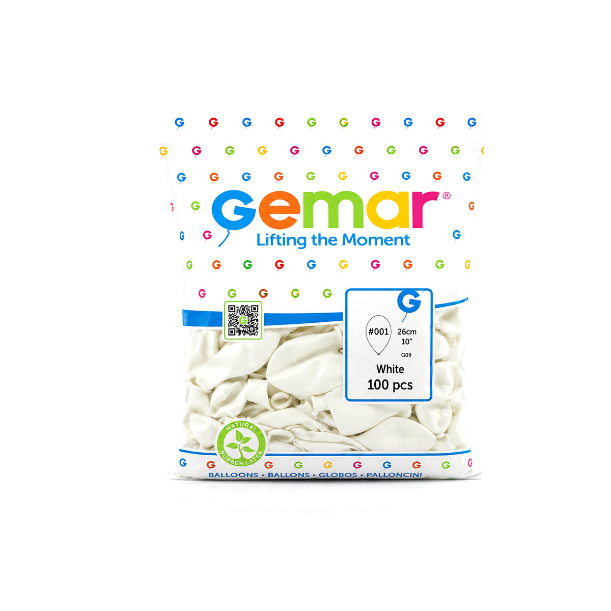 GEMAR GM-90-01 ( İÇ MEKAN & BEYAZ ) BALON ( 10'' & 26CM & 100PCS )*1X100