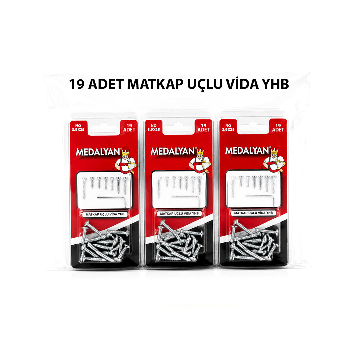 MEDALYAN DL-101 ( 3.9X25 ) ( 19PCS ) MATKAP UÇLU VİDA*12X12