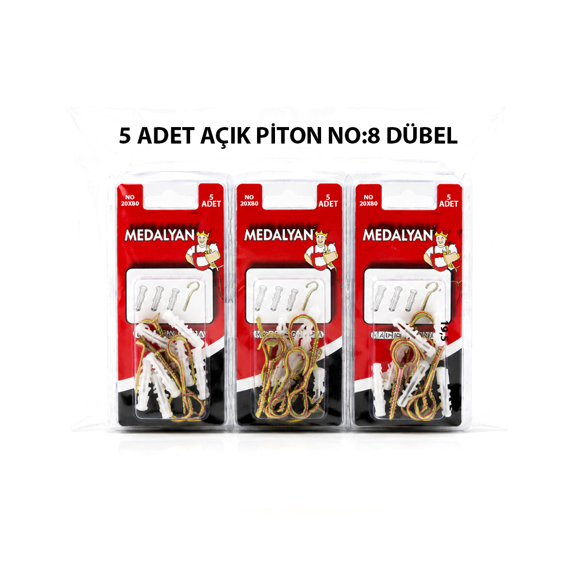 MEDALYAN DL-27 ( 20X80 ) ( 5PCS ) AÇIK PİTON DÜBELLİ*12X10