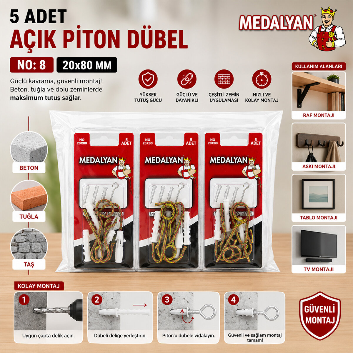 MEDALYAN DL-27 ( 20X80 ) ( 5PCS ) AÇIK PİTON DÜBELLİ*12X10 MEDALYAN DL-27 ( 20X80 ) ( 5PCS ) AÇIK PİTON DÜBELLİ*12X10