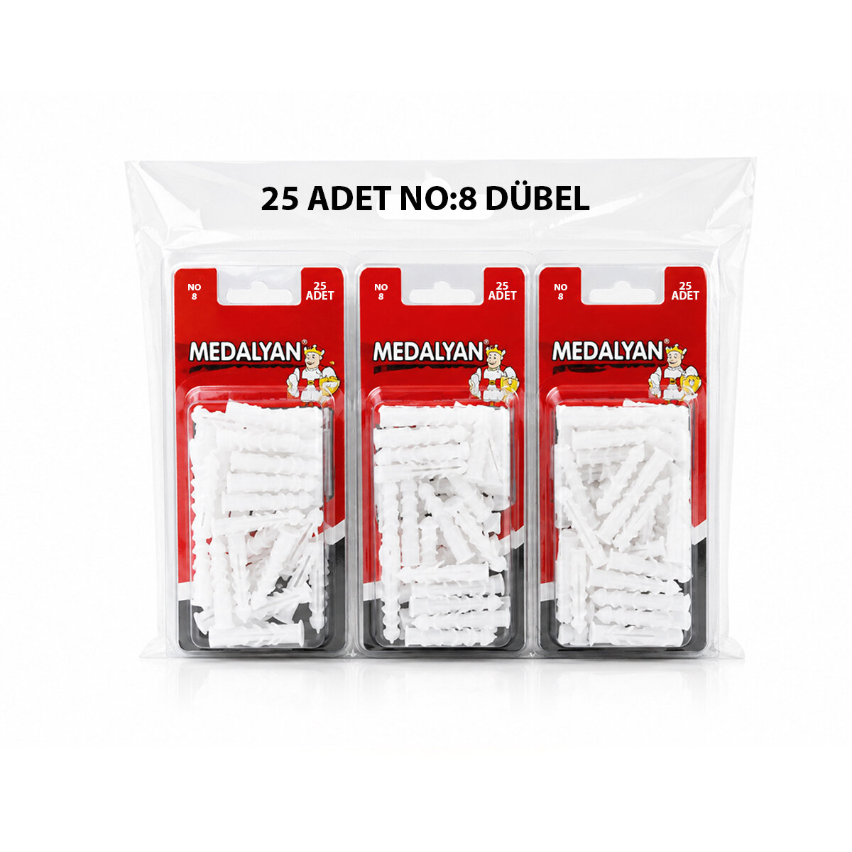 MEDALYAN DL-47 ( NO-8 ) ( 25PCS ) DÜBEL BEYAZ & PLASTİK*12X9