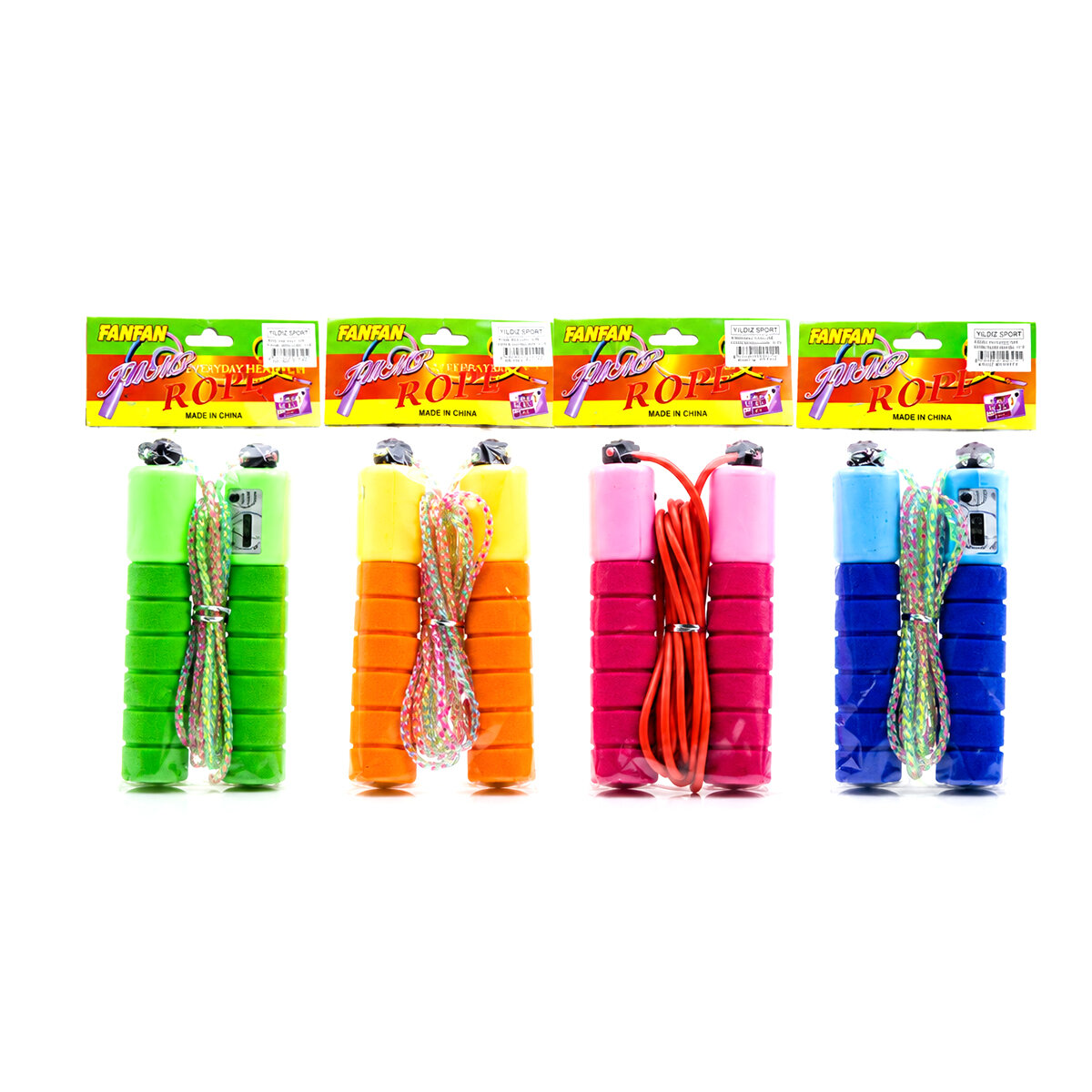 YILDIZ SPORT FANFAN JUMP ROPE YLD-38 ( SAYAÇLI ) ATLAMA İPİ ( SÜNGERLİ RENKLİ PLASTİK TUTACAK ) ( ŞEFFAF RENKLİ SİLİKON İP )*200