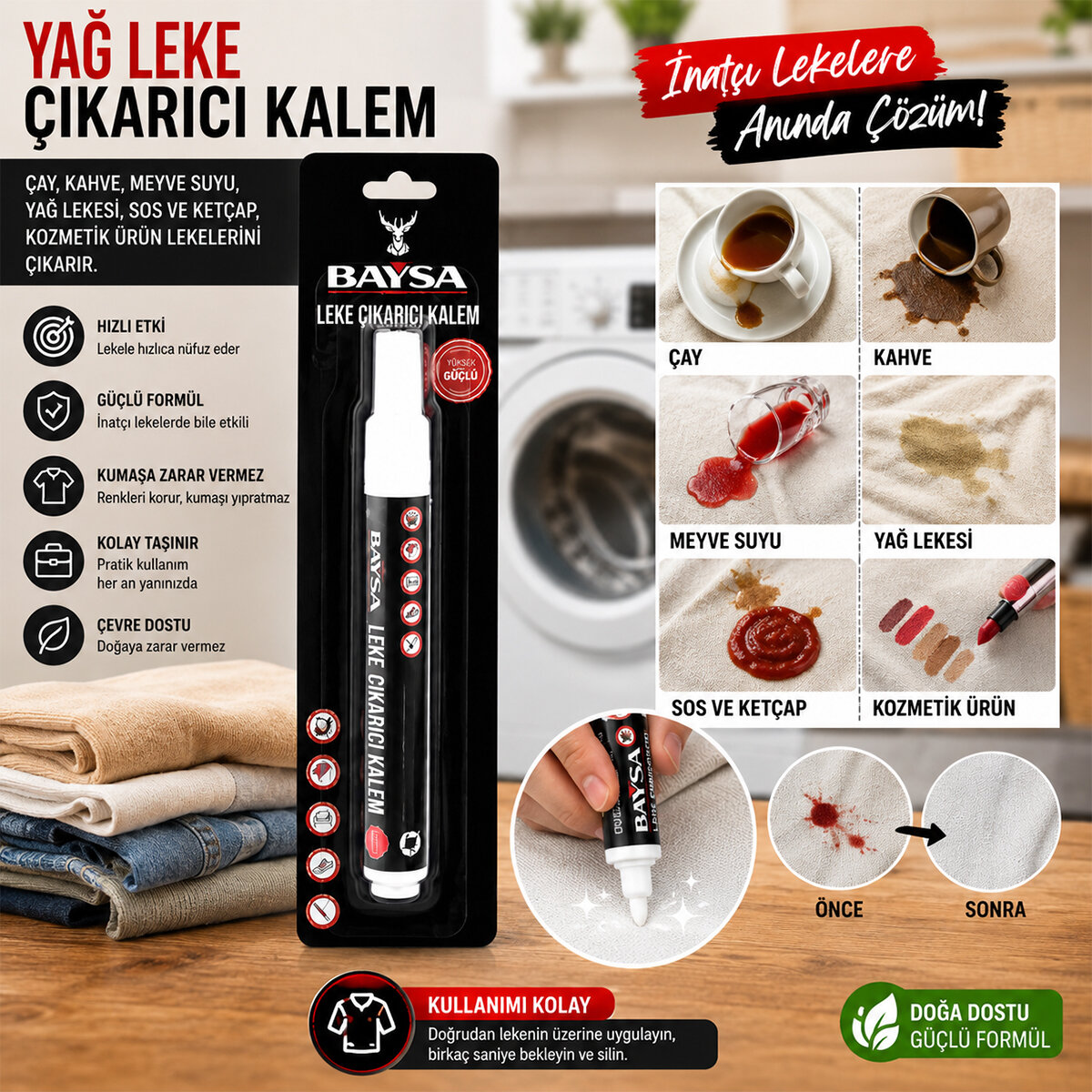 BAYSA-1911 YAĞ LEKE ÇIKARICI KALEM ( GİYSİ İÇİN )*576