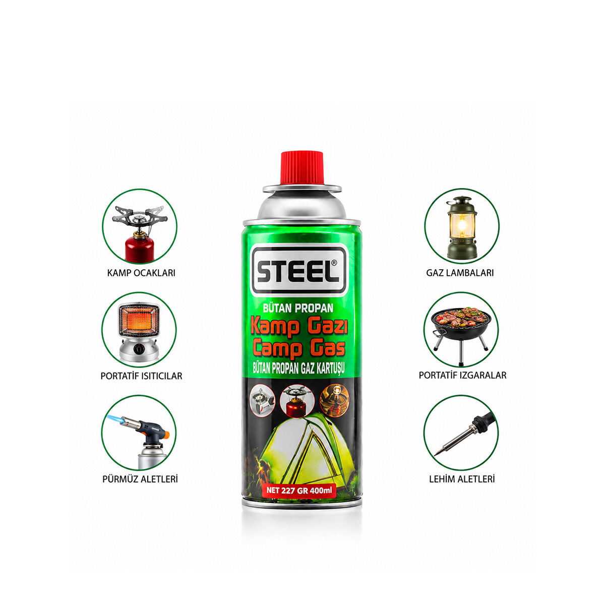 STEEL CK-7153 ( PİKNİK & KAMP ) BÜTAN GAZI ( 220GR & 400ML )*48
