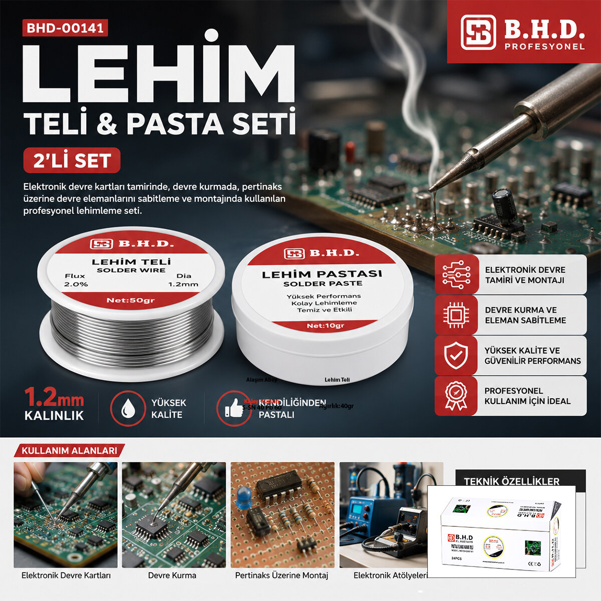 BHD-00141 ( 2Lİ SET ) ( HAYVA ) LEHİM TELİ & PASTA SETİ*24X12