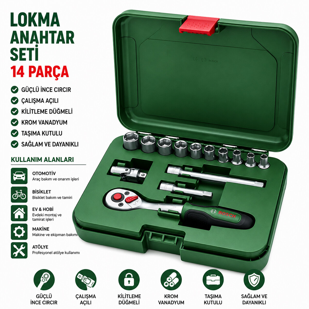 BOSCH-1 600 A02 BY0 ( 431 ) ( 14PCS ) (1/4") ( LOKMA & 6GEN ANAHTAR & LOKMA UÇ & MAFSAL & UZATMA KOL & CIRCIR KOLU) SET (PLASTİK ÇANTALI)*1 BOSCH-1 600 A02 BY0 ( 431 ) ( 14PCS ) (1/4") ( LOKMA & 6GEN ANAHTAR & LOKMA UÇ & MAFSAL & UZATMA KOL & CIRCIR KOLU) SET (PLASTİK ÇANTALI)*1