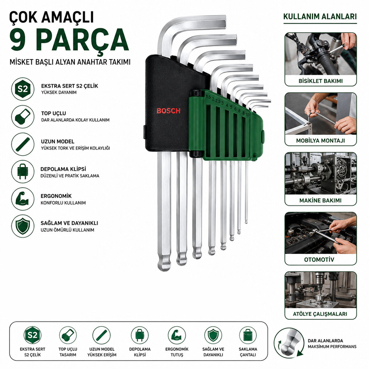 BOSCH-1 600 A03 2V1 ( 527 ) ( 9PCS ) ( KROM ) ( UZUN & DÜZ ) ALYAN ( ALLEN ) ANAHTAR TAKIMI*1 BOSCH-1 600 A03 2V1 ( 527 ) ( 9PCS ) ( KROM ) ( UZUN & DÜZ ) ALYAN ( ALLEN ) ANAHTAR TAKIMI*1