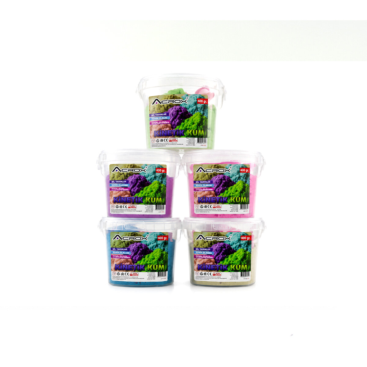 ACROX AX-828 ( 400GR ) KİNETİK KUM RENKLİ ( 2 ADET PLASTİK KALIP ) ( ELE YAPIŞMAZ & KURMAZ )*24=K