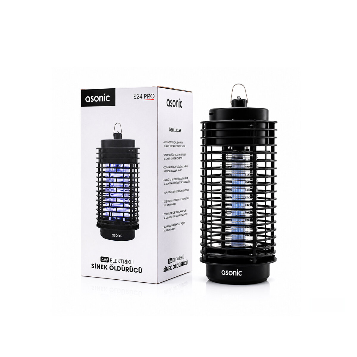 ASONİC S24 PRO ( 4W & SİYAH ) KOKUSUZ TAŞINABİLİR LED MAVİ IŞIKLI SİNEK ÖLDÜRÜCÜ*30 ASONİC S24 PRO ( 4W & SİYAH ) KOKUSUZ TAŞINABİLİR LED MAVİ IŞIKLI SİNEK ÖLDÜRÜCÜ*30