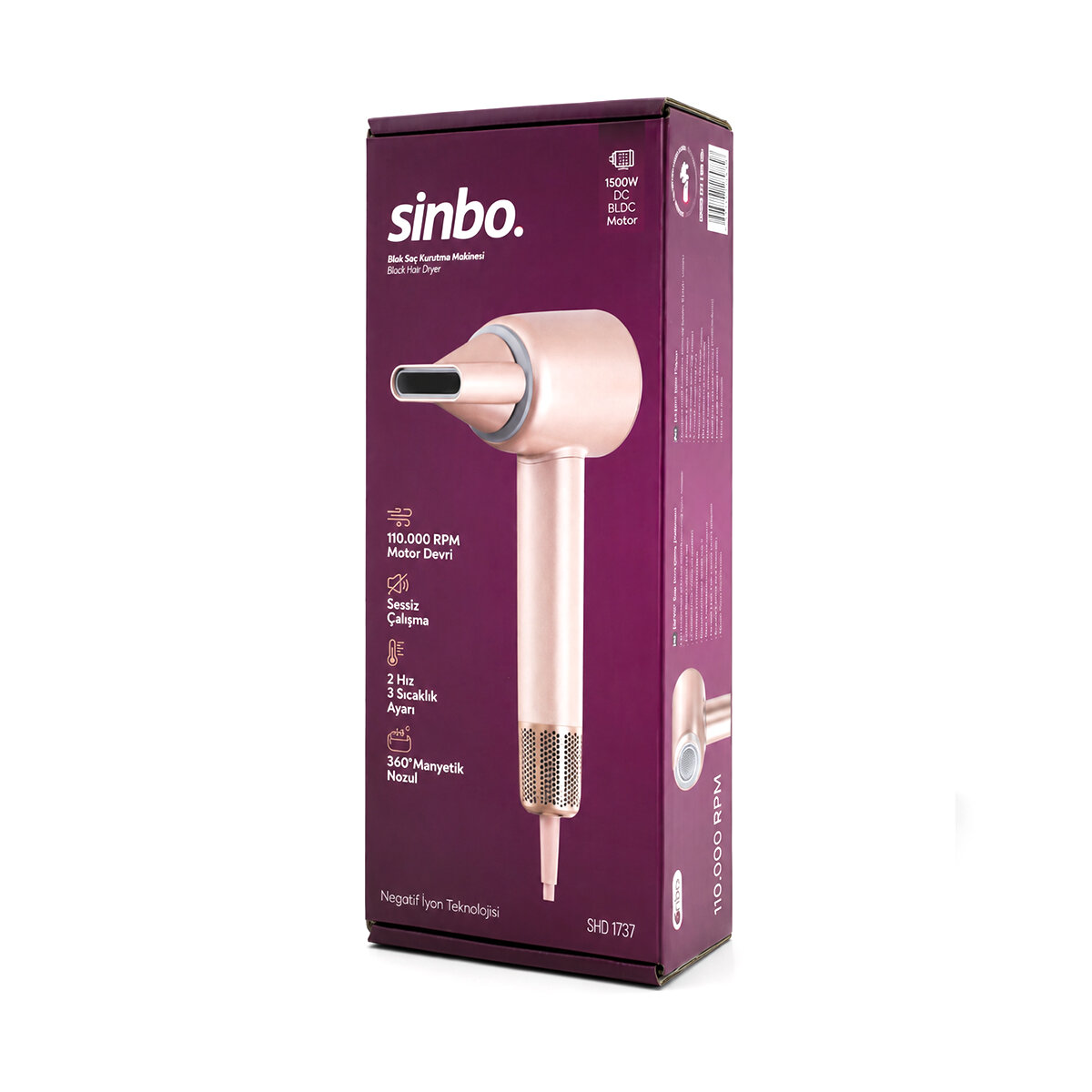 SİNBO SHD-1739 (ŞAMPANYA) (BLDC TURBO MOTOR) SAÇ KURUTMA & ŞEKİL MAKİNESİ (1500W)(3-KDM.HIZ)(4-KDM.ISIAYAR=SICAK-ILIK-HAFİF-SOĞUK)*8 SİNBO SHD-1739 (ŞAMPANYA) (BLDC TURBO MOTOR) SAÇ KURUTMA & ŞEKİL MAKİNESİ (1500W)(3-KDM.HIZ)(4-KDM.ISIAYAR=SICAK-ILIK-HAFİF-SOĞUK)*8