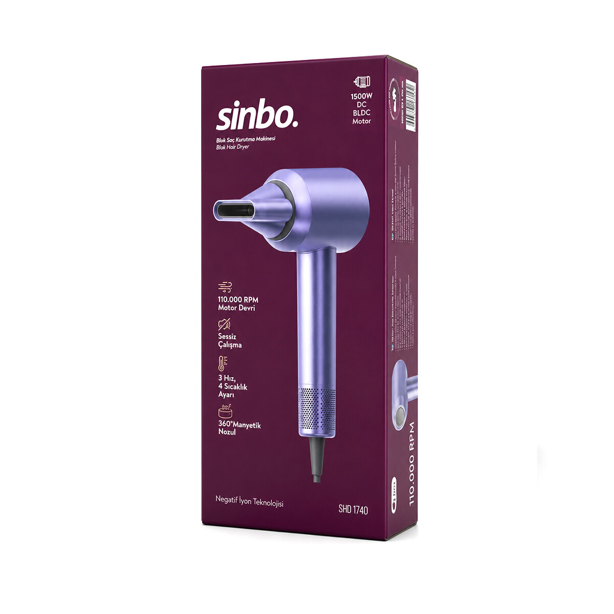 SİNBO SHD-1740 ( MAVİ ) (BLDC TURBO MOTOR) SAÇ KURUTMA MAKİNESİ (1500W)(3-KDM.HIZ)(4-KDM.ISIAYAR=SICAK-ILIK-HAFİF-SOĞUK)*8 SİNBO SHD-1740 ( MAVİ ) (BLDC TURBO MOTOR) SAÇ KURUTMA MAKİNESİ (1500W)(3-KDM.HIZ)(4-KDM.ISIAYAR=SICAK-ILIK-HAFİF-SOĞUK)*8