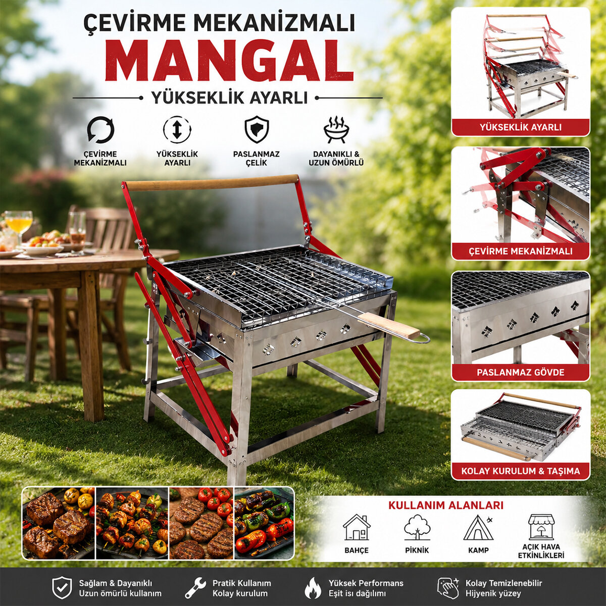 İKSA ( DÖNDÜRMELİ & ÇEVİRMELİ ) ( PASLANMAZ ) MEKANİZMALI MANGAL*1 İKSA ( DÖNDÜRMELİ & ÇEVİRMELİ ) ( PASLANMAZ ) MEKANİZMALI MANGAL*1