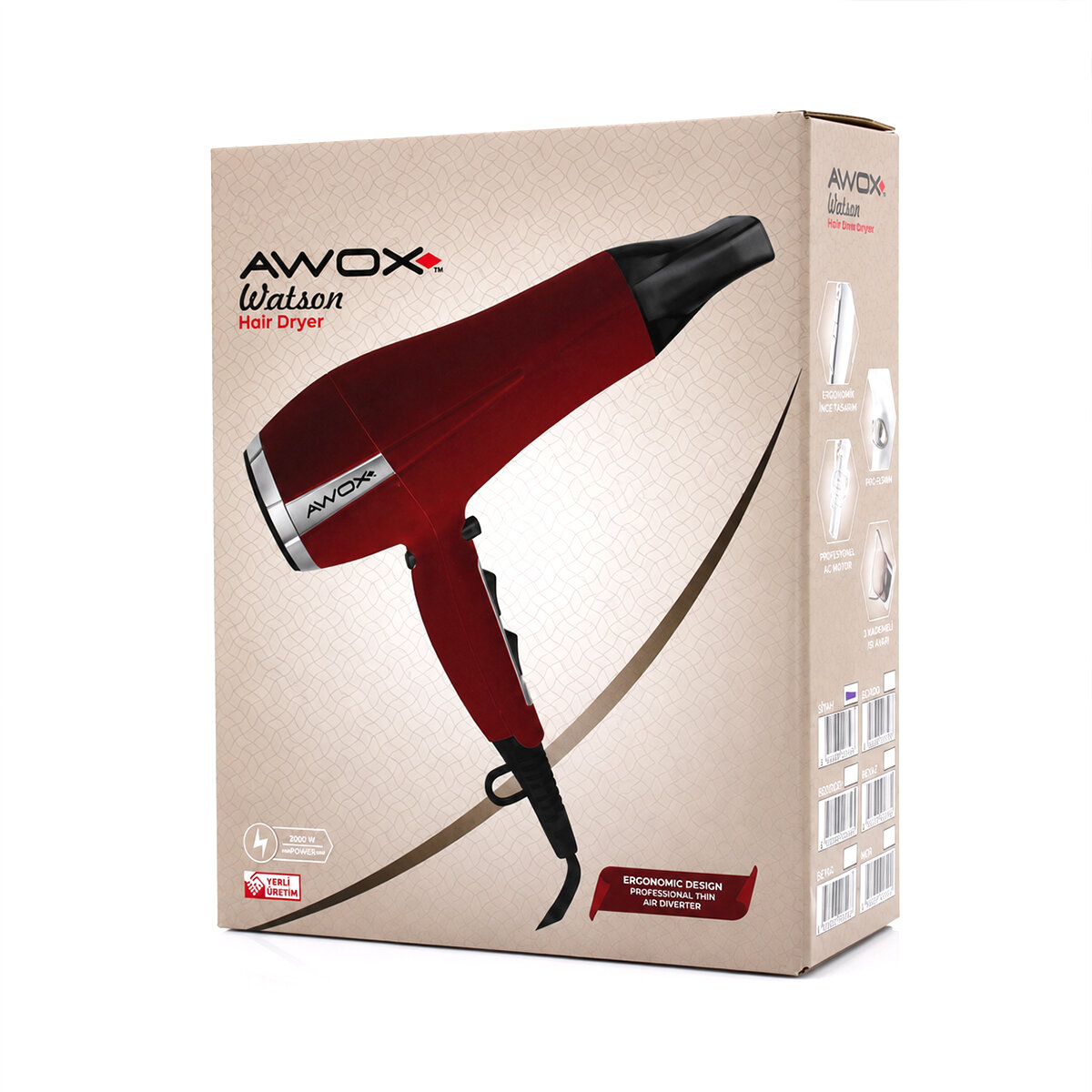 AWOX WATSON ( SİYAH ) SAÇ KURUTMA & FÖN MAKİNESİ ( SOĞUK ÜFLEME ) ( 2 KADEME FAN & 3 KADEME SICAKLIK ) ( 2400W )*12 AWOX WATSON ( SİYAH ) SAÇ KURUTMA & FÖN MAKİNESİ ( SOĞUK ÜFLEME ) ( 2 KADEME FAN & 3 KADEME SICAKLIK ) ( 2400W )*12