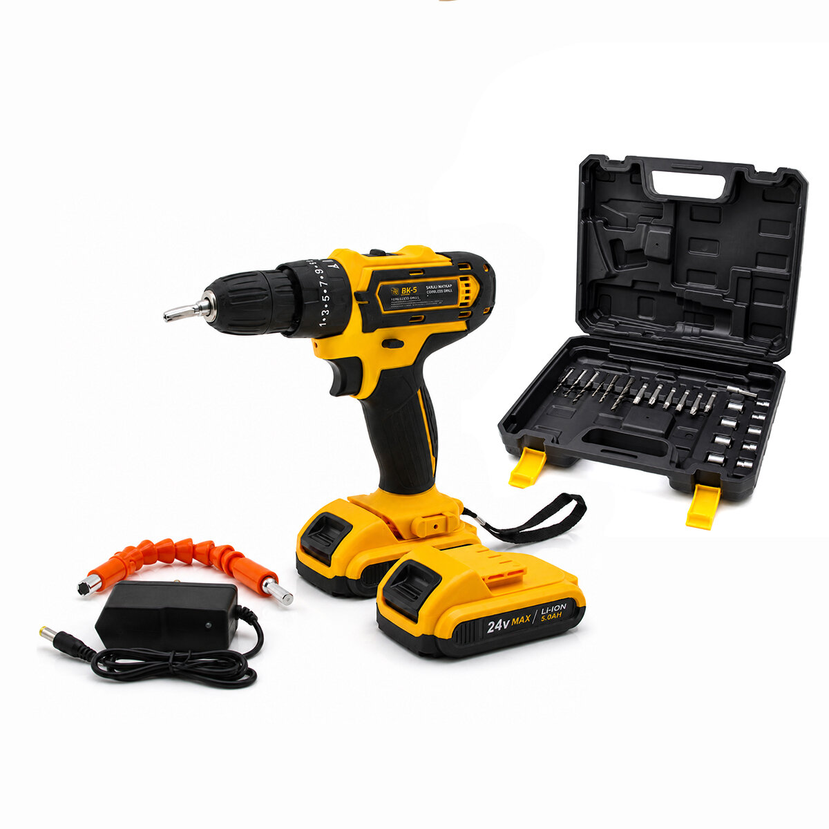 (BANCO-200) ( SARI ) ( 1350 RPM ) BN-5 F-136 (STANLIY-CORDLESS) (24W) ŞARJLI MATKAP SETİ ÇANTALI*10
