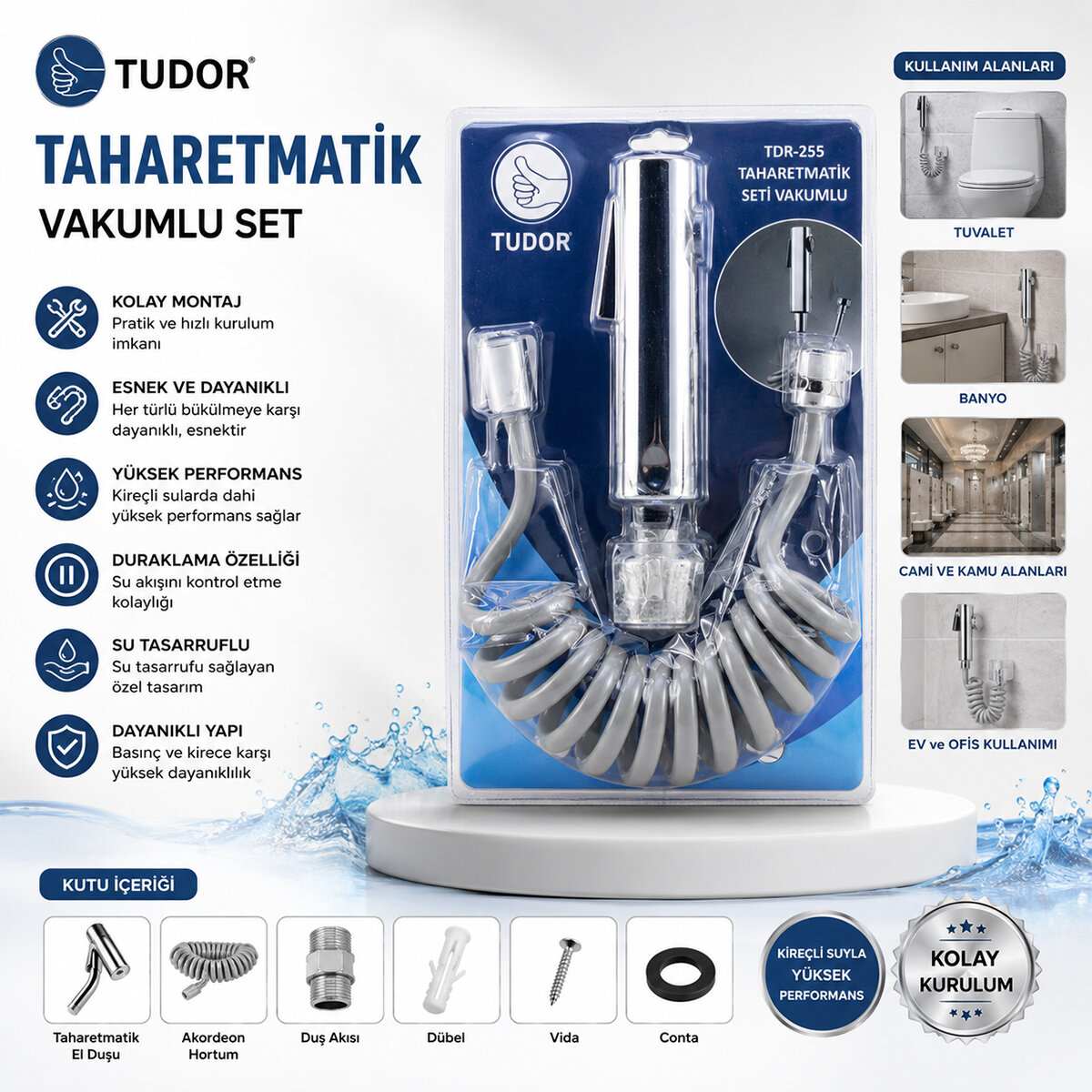 TUDOR TDR-255 ( KROM ) TAHARATMATİK SETİ ( TAHARATMETİK EL DUŞU- HORTUM - MAFSAL ) ( VAKUMLU SET )*50 TUDOR TDR-255 ( KROM ) TAHARATMATİK SETİ ( TAHARATMETİK EL DUŞU- HORTUM - MAFSAL ) ( VAKUMLU SET )*50