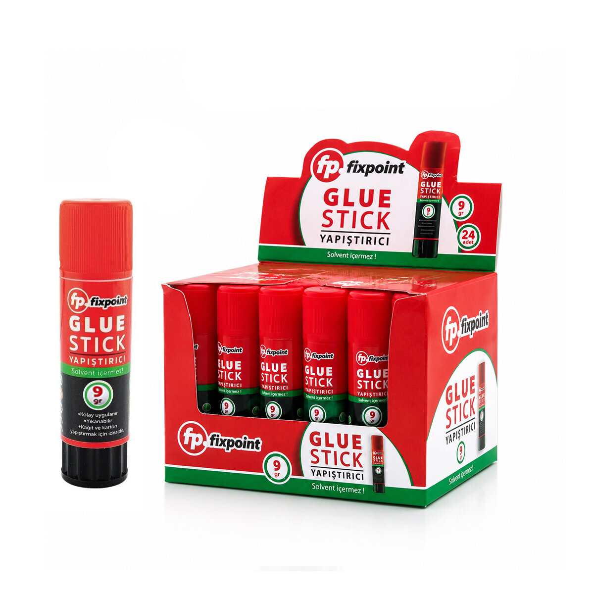 FİXPOİNT P-0636 ( 9GR ) STICK YAPIŞTIRICI (SOLVENT İÇERMEZ) (YIKANABİLİR) (KOLAY UYGULAMA) (KAĞIT & KARTON YAPIŞTIRICI STİCK)*24X48