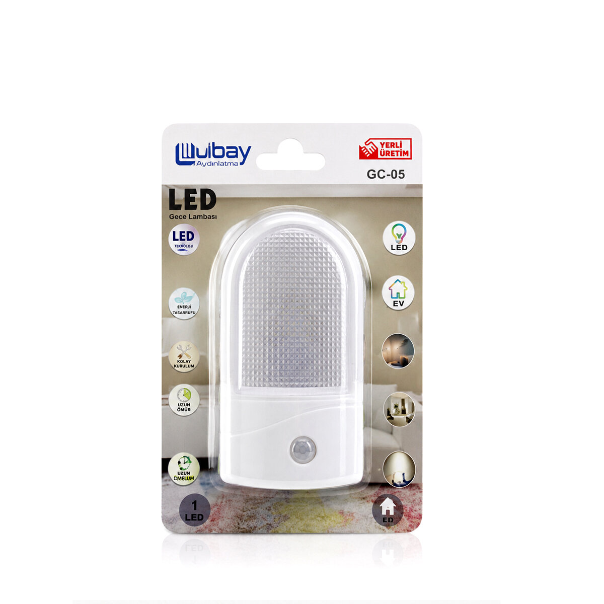 ULBAY GC-05 ( OVAL ) FOTOSEL GECE LAMBASI ( 0.1W ) ( SENSÖRLÜ= KARANLIK DA OTOMATİK YANAR )*10X24