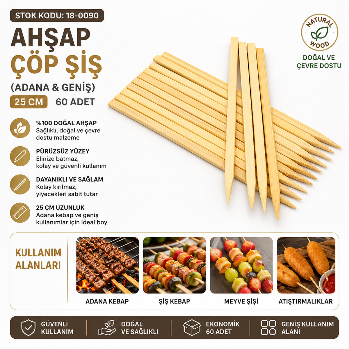 ENFA RA-270 ( ADANA & GENİŞ ) AHŞAP ÇÖP ŞİŞ ( 25CM )*10X20 ENFA RA-270 ( ADANA & GENİŞ ) AHŞAP ÇÖP ŞİŞ ( 25CM )*10X20