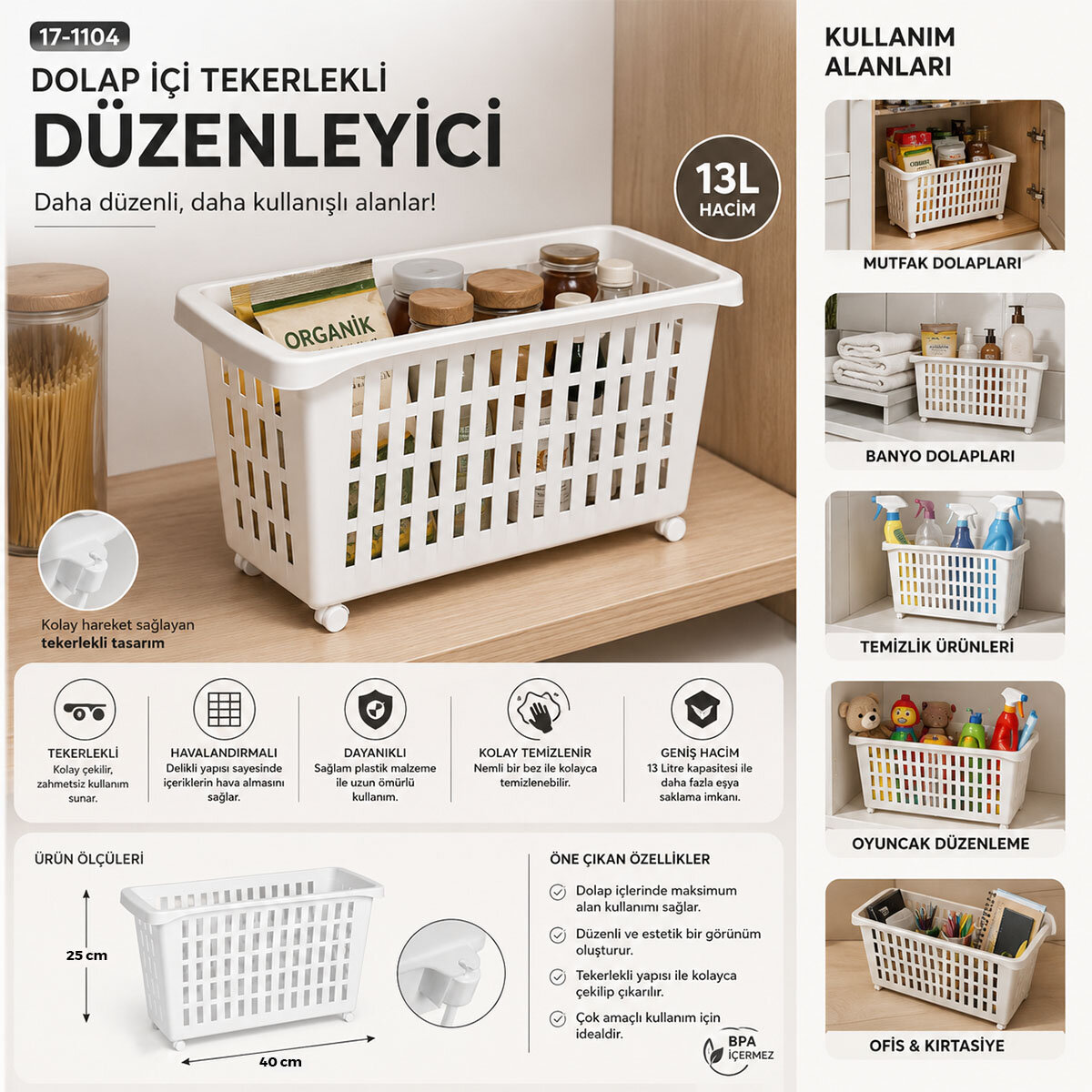 URVE UR-3566 COMPILE MAXİ ÇOK AMAÇLI ORGANİZER SEPET ( 13LT )*12=K URVE UR-3566 COMPILE MAXİ ÇOK AMAÇLI ORGANİZER SEPET ( 13LT )*12=K
