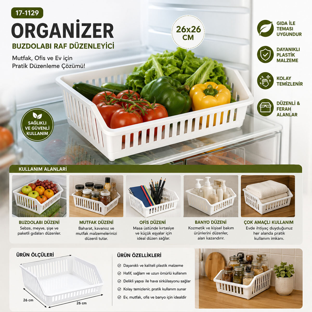 URVE UR-3565 COMPILE & PLASTİK ÇOK AMAÇLI ORGANİZER ( 26X26CM )*36 URVE UR-3565 COMPILE & PLASTİK ÇOK AMAÇLI ORGANİZER ( 26X26CM )*36