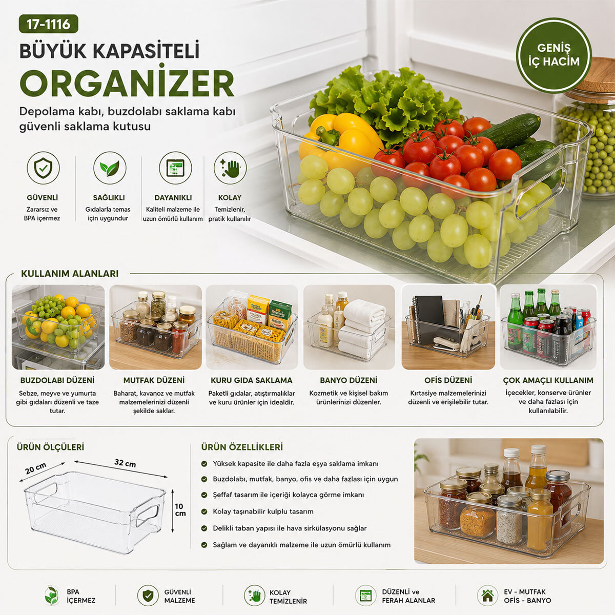 URVE UR-3570 ( 32X20X10CM ) ( ŞEFFAF) ( DÜZENLEYİCİ ) PLASTİK MİKA MODÜLER ÇOK AMAÇLI ORGANİZER*24 URVE UR-3570 ( 32X20X10CM ) ( ŞEFFAF) ( DÜZENLEYİCİ ) PLASTİK MİKA MODÜLER ÇOK AMAÇLI ORGANİZER*24