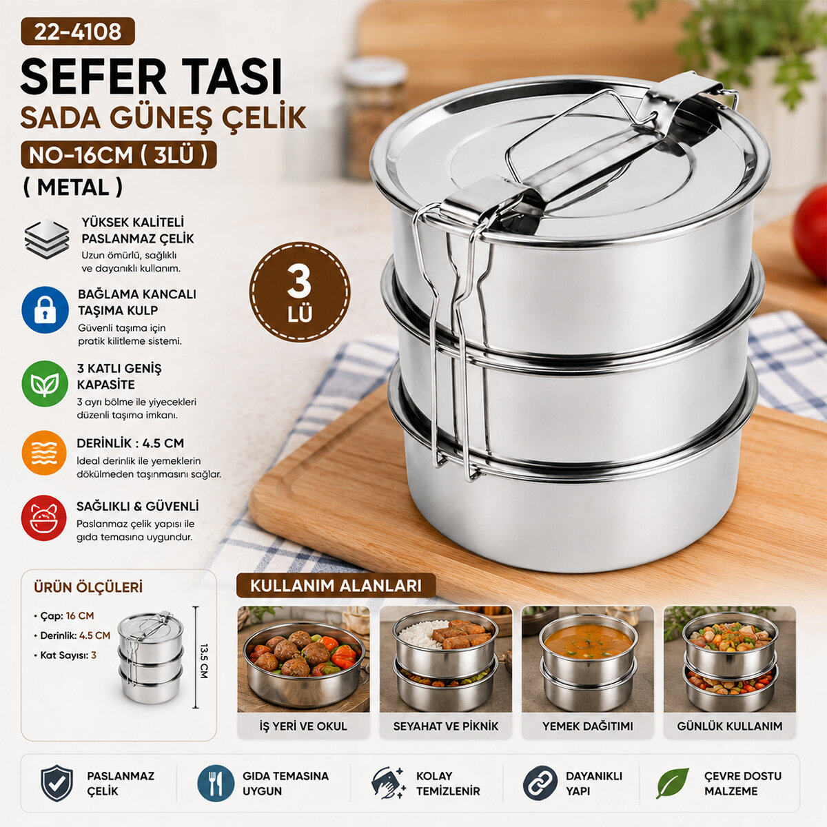 İBİCO ÇELİK NO-16CM ( 3LÜ ) ( METAL ) SEFER TASI ( TAŞIMA KULP=BAĞLAMA KANCALI )*50 İBİCO ÇELİK NO-16CM ( 3LÜ ) ( METAL ) SEFER TASI ( TAŞIMA KULP=BAĞLAMA KANCALI )*50