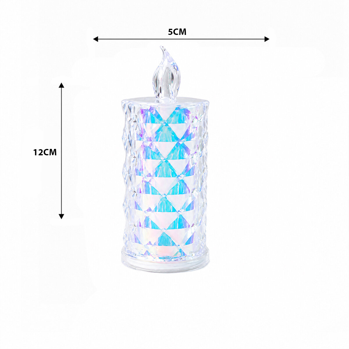 LED CANDLE LAMP YAKUT-13636 ( ORTA BOY= ÇAP:5CM & Y: 12CM ) ( PİLLİ ) LED MUM ( MİKA KRİSTAL PLASTİK )*12X30