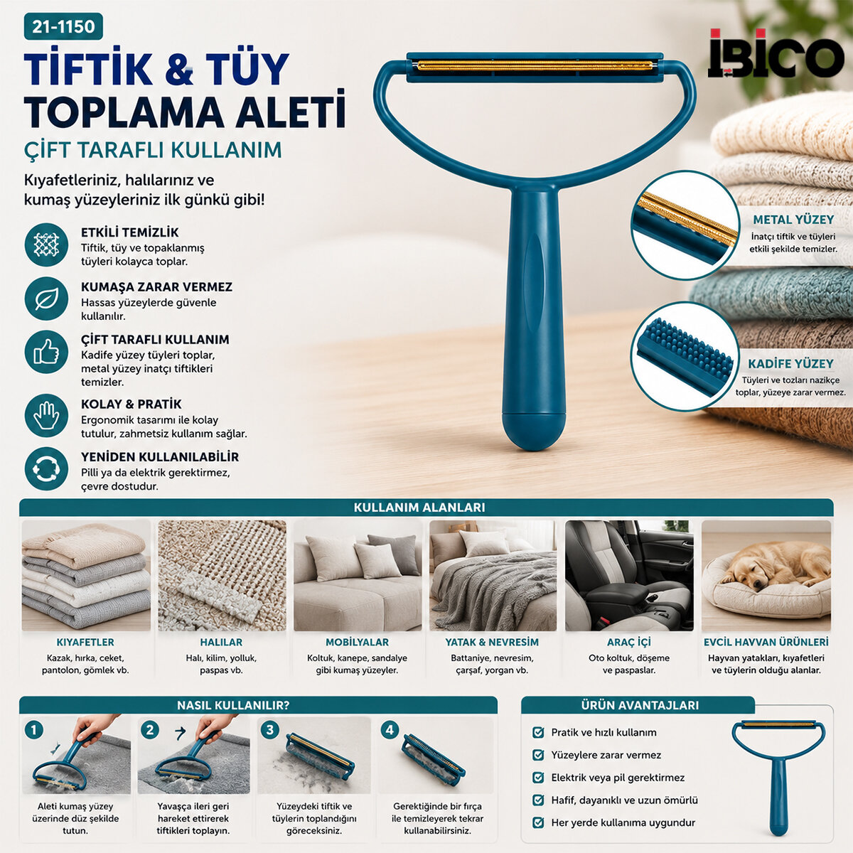 İBİCO İ21-136 ( 2İN1 BAŞLI ) ( PLASTİK SAPLI ) ( METAL TİFTİK TÜY TOPLAMA ) ( PLS.KAŞIYICI APARAT ) ( PET SHOP )*500 İBİCO İ21-136 ( 2İN1 BAŞLI ) ( PLASTİK SAPLI ) ( METAL TİFTİK TÜY TOPLAMA ) ( PLS.KAŞIYICI APARAT ) ( PET SHOP )*500