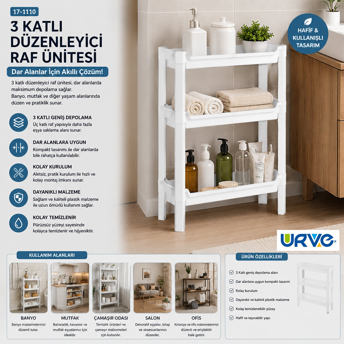 URVE UR-3589 RAFTY ( 3 KATLI ) SEPET ORGANİZER DÜZENLEYİCİ ( RAF ÜNİTESİ ) ( 465X145X500MM )*12 URVE UR-3589 RAFTY ( 3 KATLI ) SEPET ORGANİZER DÜZENLEYİCİ ( RAF ÜNİTESİ ) ( 465X145X500MM )*12