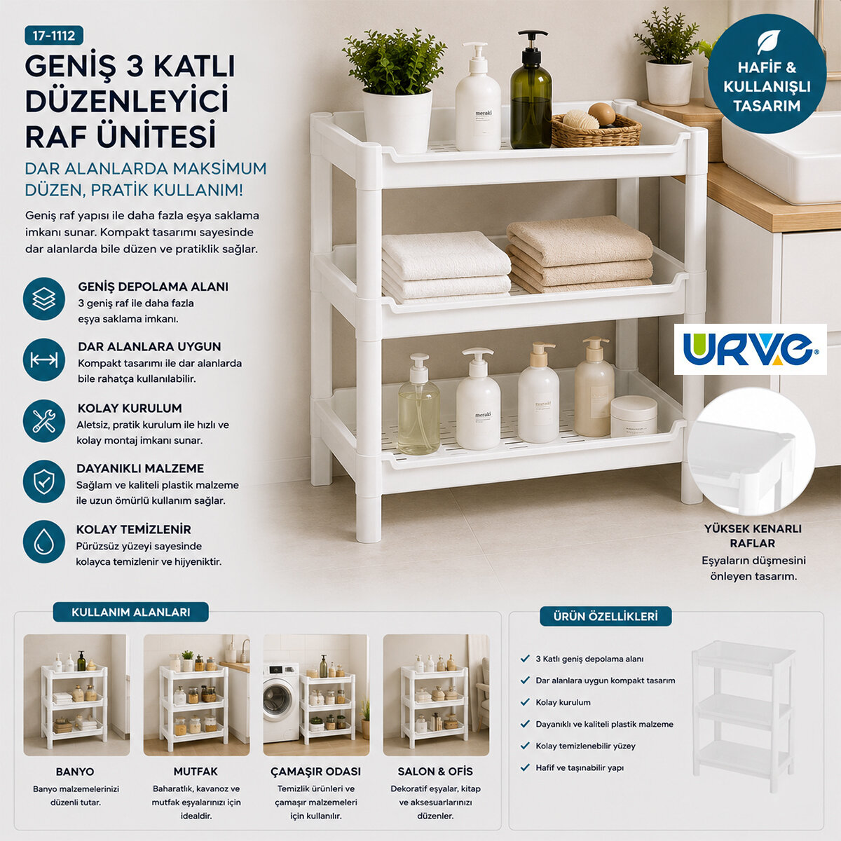 URVE UR-3601 RAFTY GENİŞ ( 3 KATLI ) SEPET ORGANİZER DÜZENLEYİCİ ( RAF ÜNİTESİ ) ( 510X205X685MM )*12 URVE UR-3601 RAFTY GENİŞ ( 3 KATLI ) SEPET ORGANİZER DÜZENLEYİCİ ( RAF ÜNİTESİ ) ( 510X205X685MM )*12
