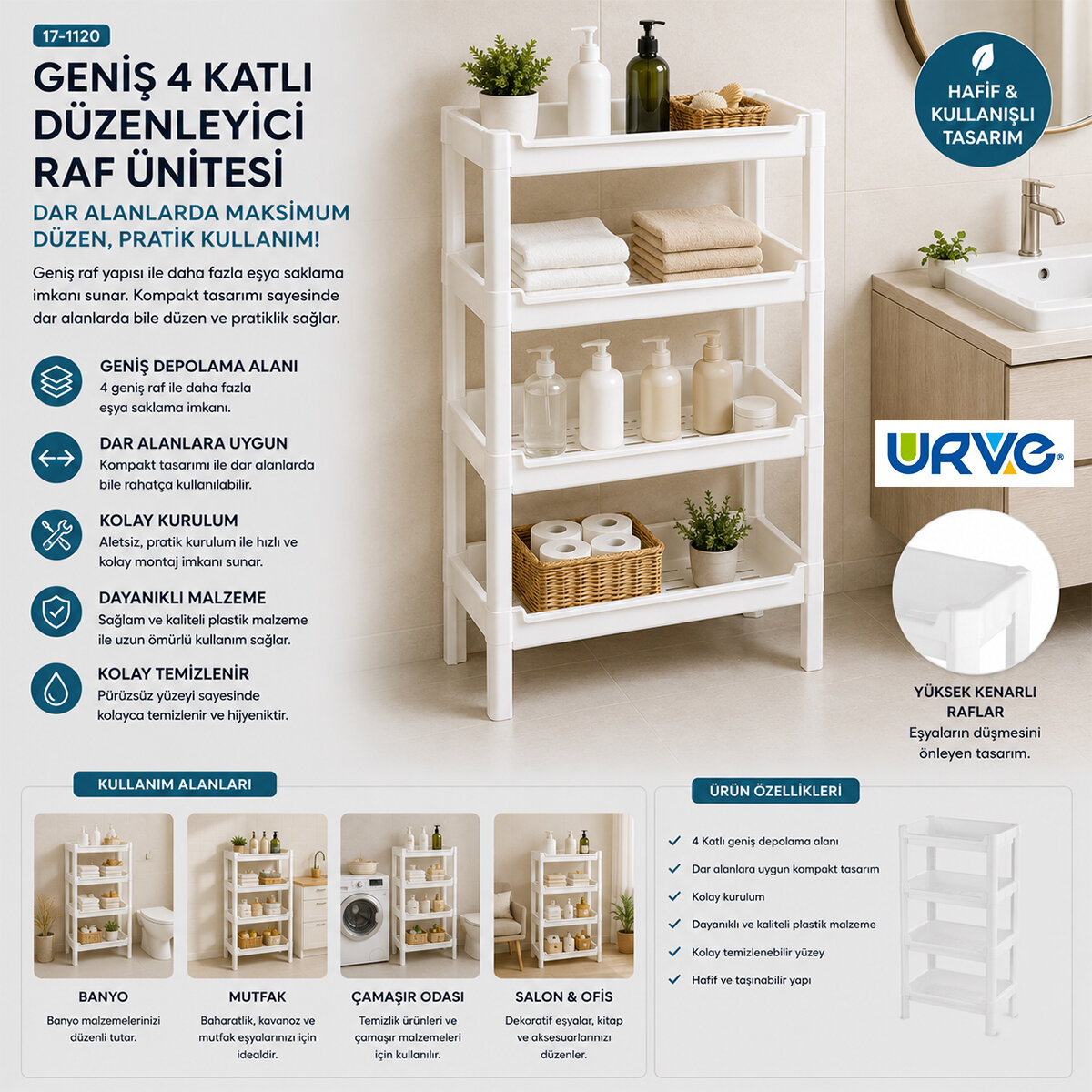 URVE UR-3602 RAFTY GENİŞ ( 4 KATLI ) SEPET ORGANİZER DÜZENLEYİCİ ( RAF ÜNİTESİ ) ( 510X205X685MM )*10 URVE UR-3602 RAFTY GENİŞ ( 4 KATLI ) SEPET ORGANİZER DÜZENLEYİCİ ( RAF ÜNİTESİ ) ( 510X205X685MM )*10