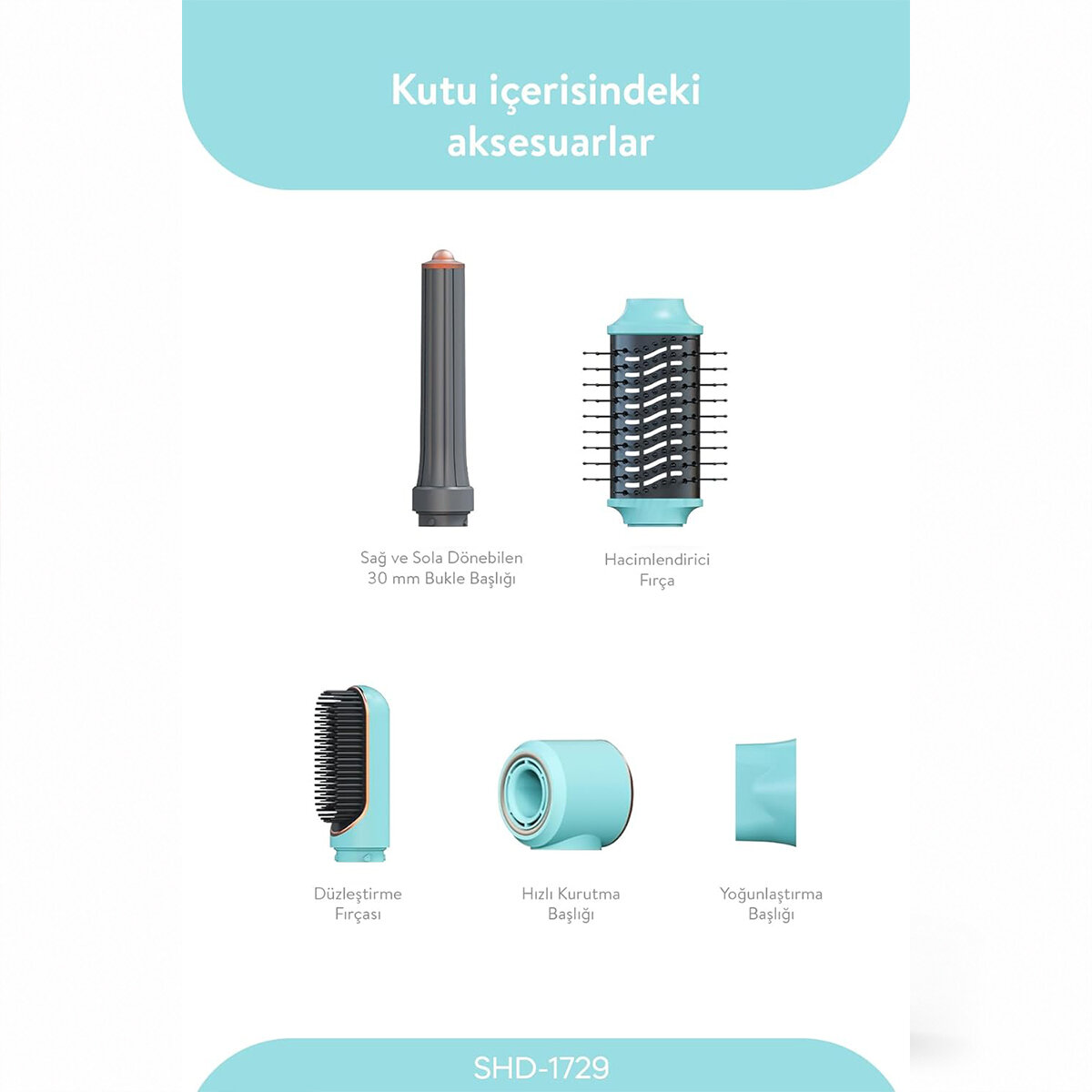 SİNBO SHD-1729 ( MAVİ ) AİR BRUSH (5İN1=BUKLE-HACİMLE-DÜZLEŞTİR-2-FIRÇA) SAÇ KURUTMA & ŞEKİL MAKİNESİ (1300W)(3-KDM.HIZ SICAKLIK)*4 SİNBO SHD-1729 ( MAVİ ) AİR BRUSH (5İN1=BUKLE-HACİMLE-DÜZLEŞTİR-2-FIRÇA) SAÇ KURUTMA & ŞEKİL MAKİNESİ (1300W)(3-KDM.HIZ SICAKLIK)*4