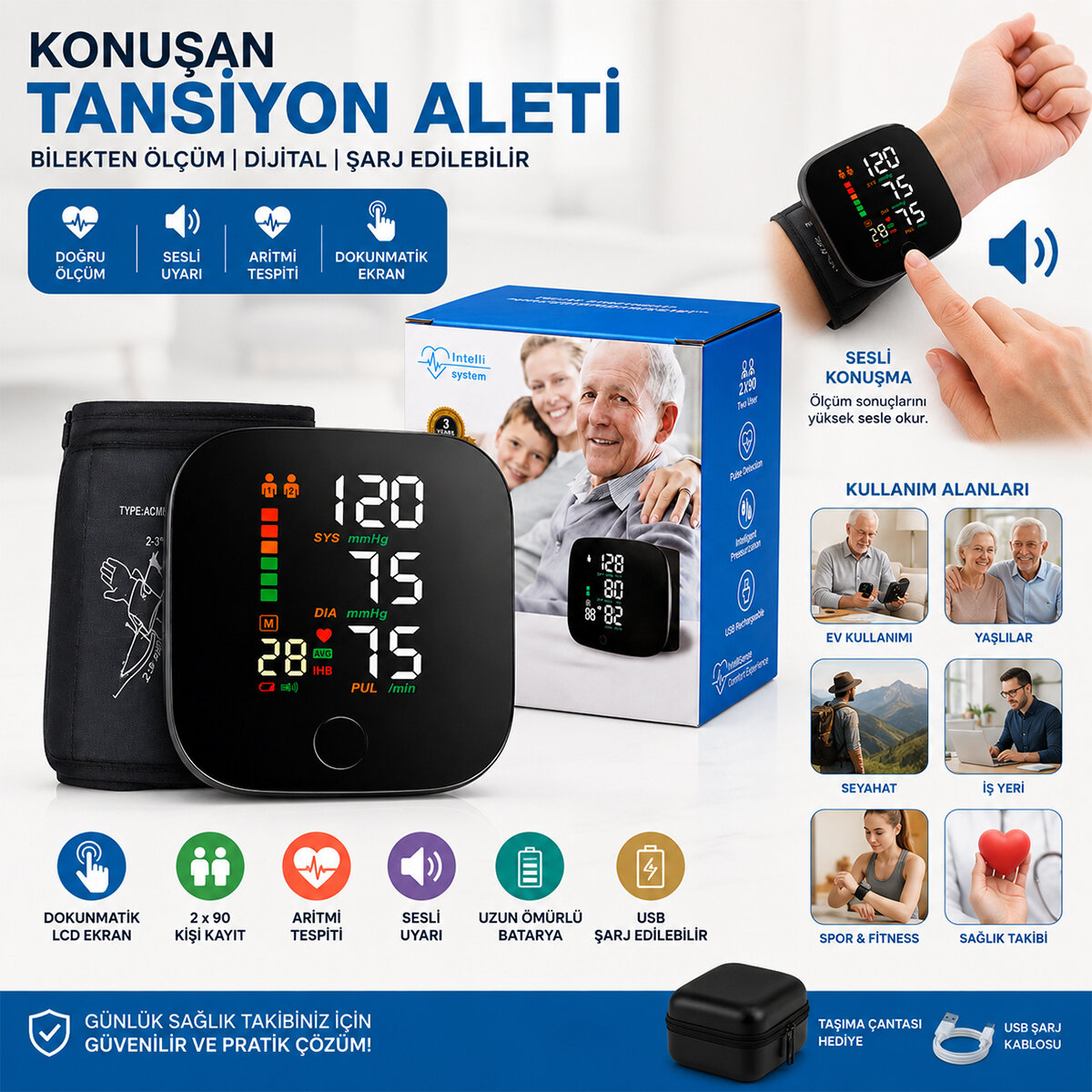 NURSEMED BK-606 ( BİLEK ÖLÇÜM ) ( 7X8.3CM ) ( USB SARJLI & DİJİTAL) ( KONUŞAN ) TANSİYON ALETİ*100 NURSEMED BK-606 ( BİLEK ÖLÇÜM ) ( 7X8.3CM ) ( USB SARJLI & DİJİTAL) ( KONUŞAN ) TANSİYON ALETİ*100