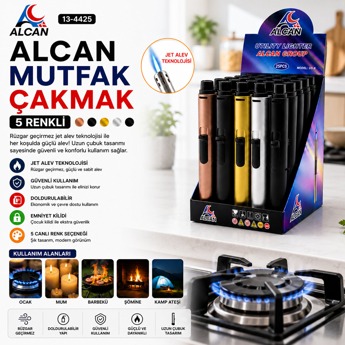 ALCAN US-53 ( IZGARALI & RÜZGAR ) OCAK MUTFAK ÇAKMAK RENKLİ*25X12 ALCAN US-53 ( IZGARALI & RÜZGAR ) OCAK MUTFAK ÇAKMAK RENKLİ*25X12