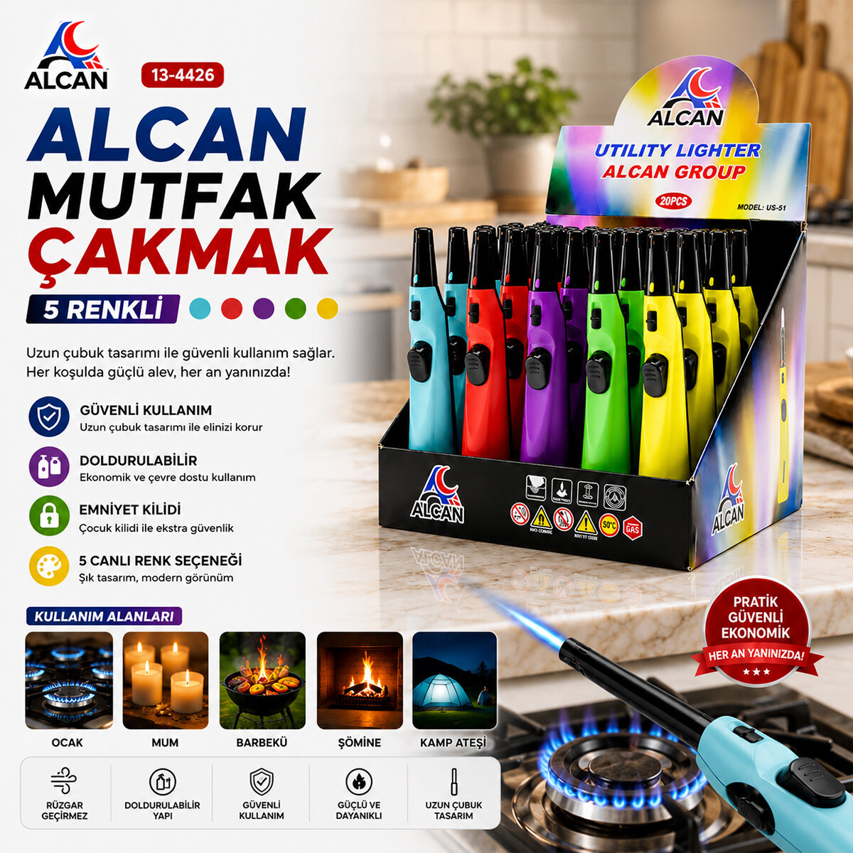 ALCAN US-51 ALCAN OCAK MUTFAK ÇAKMAK*20X20 ALCAN US-51 ALCAN OCAK MUTFAK ÇAKMAK*20X20