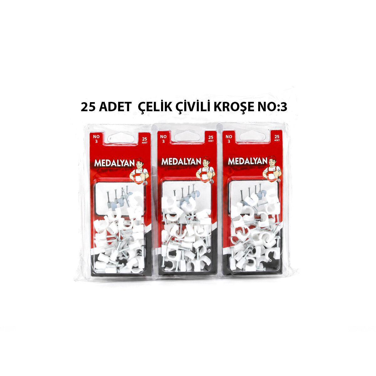 MEDALYAN DL-39 ( NO-3 ) ( 25PCS ) ÇELİK ÇİVİLİ KROŞE *12X9