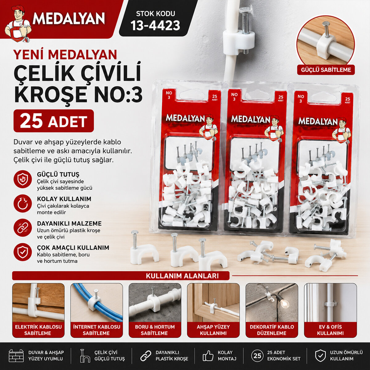MEDALYAN DL-39 ( NO-3 ) ( 25PCS ) ÇELİK ÇİVİLİ KROŞE *12X9 MEDALYAN DL-39 ( NO-3 ) ( 25PCS ) ÇELİK ÇİVİLİ KROŞE *12X9