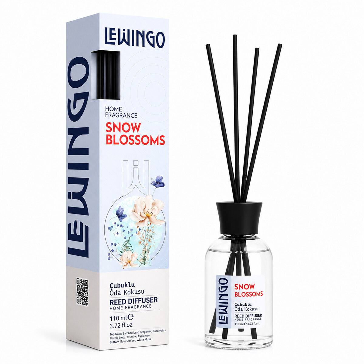 LEWİNGO ( 110ML ) ( SNOW BLOSSOMS ) BAMBU ORTAM KOKUSU ( CAM ŞİŞE )*24=K