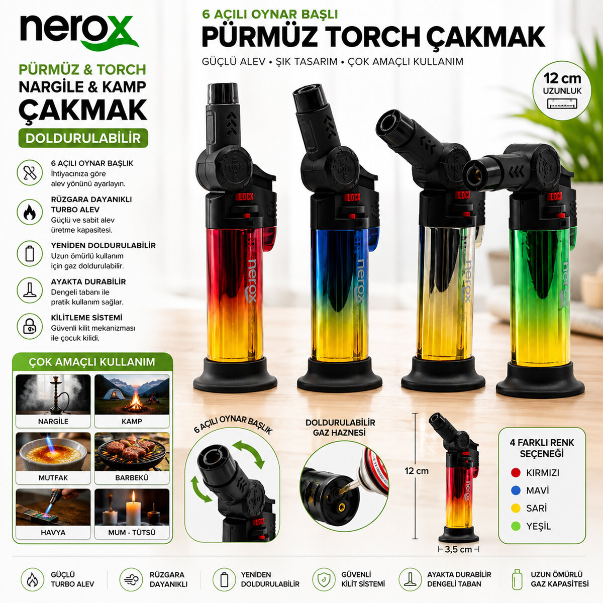 NEROX NRX-9305 ( METALİZE ) ( OYNAR BAŞLI ) ( PÜRMÜZ & TORCH ) ( NARGİLE & KAMP ) ÇAKMAK ( DOLDURULABİLİR ) ( AYAKDA DURABİLİR )*12X12 NEROX NRX-9305 ( METALİZE ) ( OYNAR BAŞLI ) ( PÜRMÜZ & TORCH ) ( NARGİLE & KAMP ) ÇAKMAK ( DOLDURULABİLİR ) ( AYAKDA DURABİLİR )*12X12