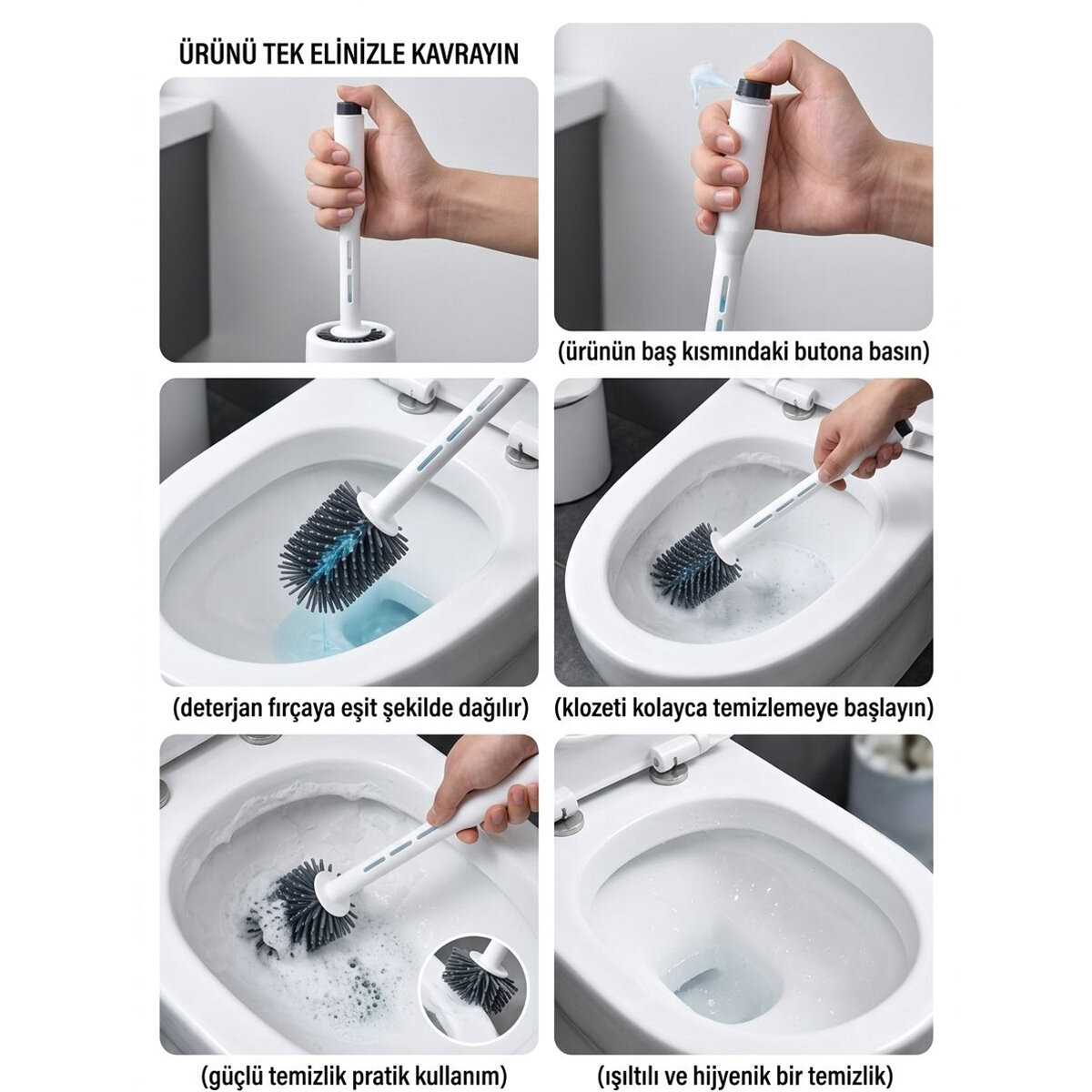 ACERO HOME-2116 ( DETERJAN HAZNELİ ) KLOZET WC FIRÇA SETİ ( SİLİKON )*12=K
