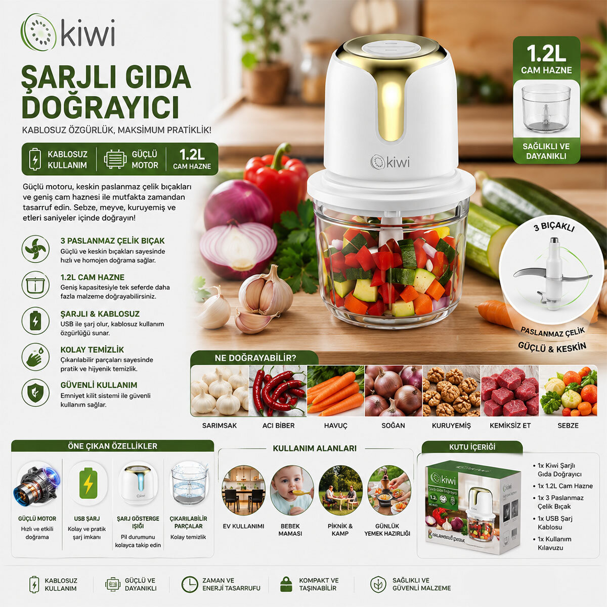 KİWİ KC-8221 ( USB TO TYPE-C ŞARJLI MİNİ ) ( 3 BIÇAKLI ) GOLD BLENDER RONDO GIDA DOĞRAYICI ( 1.2LT=MİKA KRİSTAL HAZNE )*6 KİWİ KC-8221 ( USB TO TYPE-C ŞARJLI MİNİ ) ( 3 BIÇAKLI ) GOLD BLENDER RONDO GIDA DOĞRAYICI ( 1.2LT=MİKA KRİSTAL HAZNE )*6