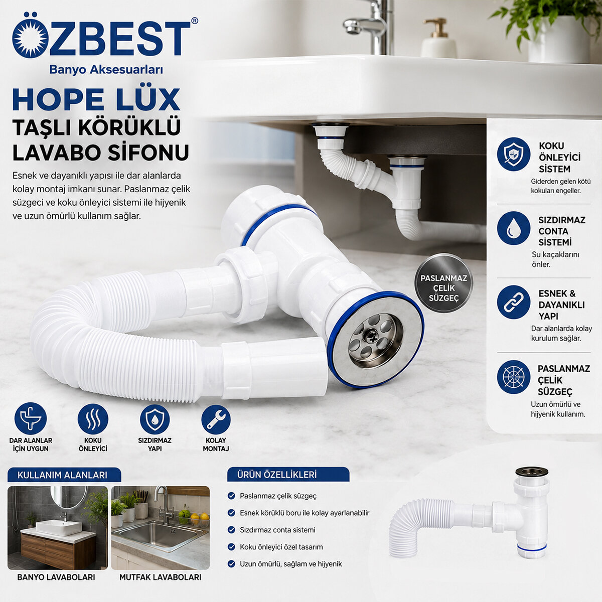 ÖZBEST HOPE ( LÜX PASLANMAZ ) TAŞLI KÖRÜKLÜ LAVABO SİFON*50 ÖZBEST HOPE ( LÜX PASLANMAZ ) TAŞLI KÖRÜKLÜ LAVABO SİFON*50