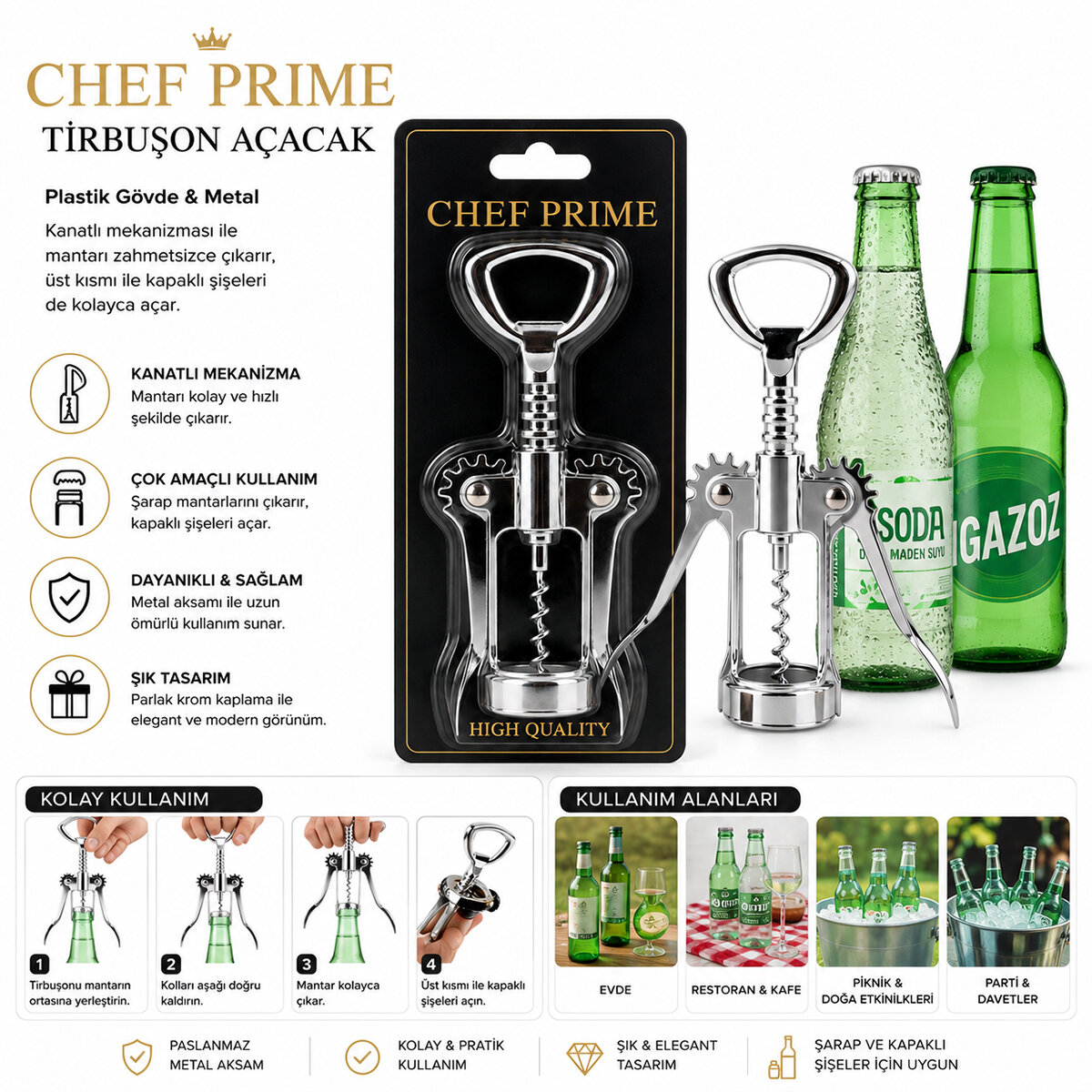 CHEF PRIME ENF-225 ( PLASTİK GÖVDE & METAL ) TİRBUŞON AÇACAK*12X12 CHEF PRIME ENF-225 ( PLASTİK GÖVDE & METAL ) TİRBUŞON AÇACAK*12X12