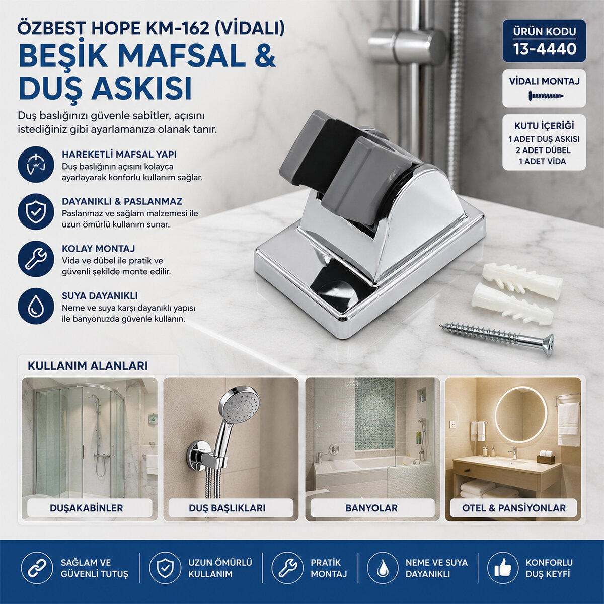 ÖZBEST HOPE KM-162 ( VİDALI ) BEŞİK MAFSAL& DUŞ ASKISI*25X10
