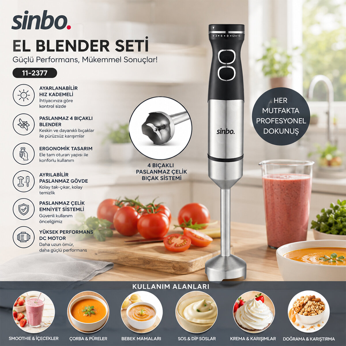 SİNBO SHB-7510 ( ÇUBUK ) EL BLENDER ( ÇELİK UÇLU ) ( DC MOTOR & 1500W )*12 SİNBO SHB-7510 ( ÇUBUK ) EL BLENDER ( ÇELİK UÇLU ) ( DC MOTOR & 1500W )*12