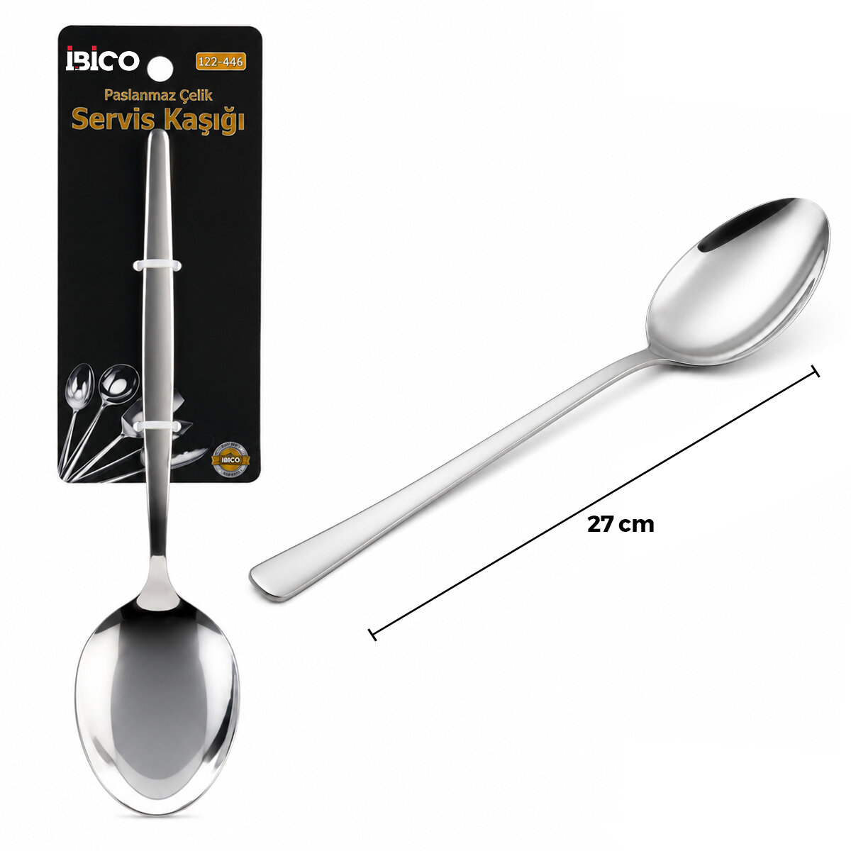 İBİCO İ22-446 ( 27CM ) ( KROM ) ( METAL ) ( SERVİS KAŞIK )*12X10