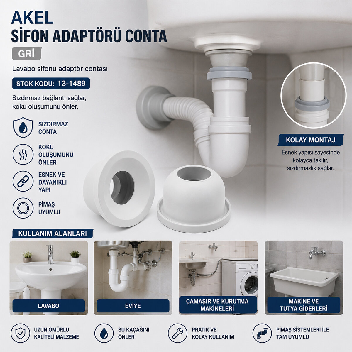 AKEL SİFON ADAPTÖRÜ CONTA GRİ *100X5 AKEL SİFON ADAPTÖRÜ CONTA GRİ *100X5